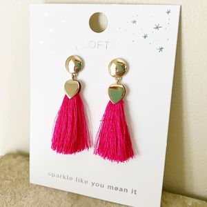 LOFT GOLD-TONE AND FUCHSIA EARRINGS